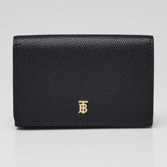 Burberry Black Grained Leather TB Compact Lark Wallet - Picture 1 of 10